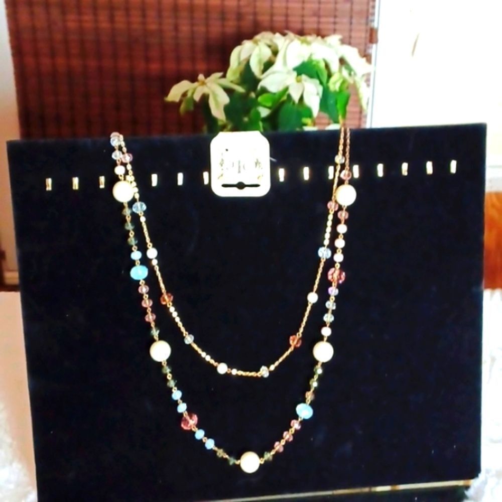 OLE DOUBLE Strand‎  Beaded Necklace Set /W Earrings New 22 L